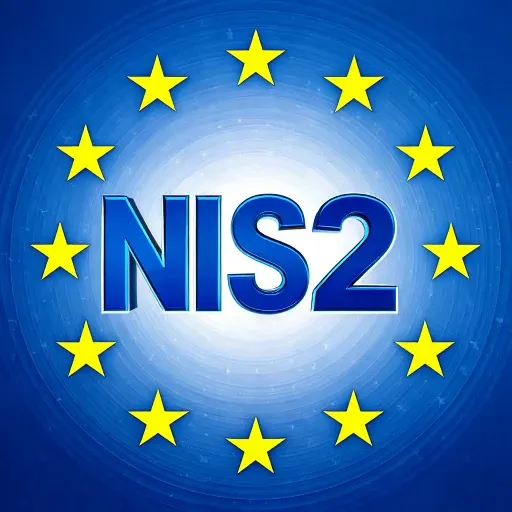 NIS2 und Stil der EU Flagge im Hintergrund